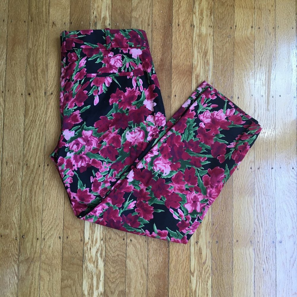 Chic Black and Pink Floral Pants
